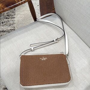 Kate Spade Brown and White Crossbody with Woven Texture